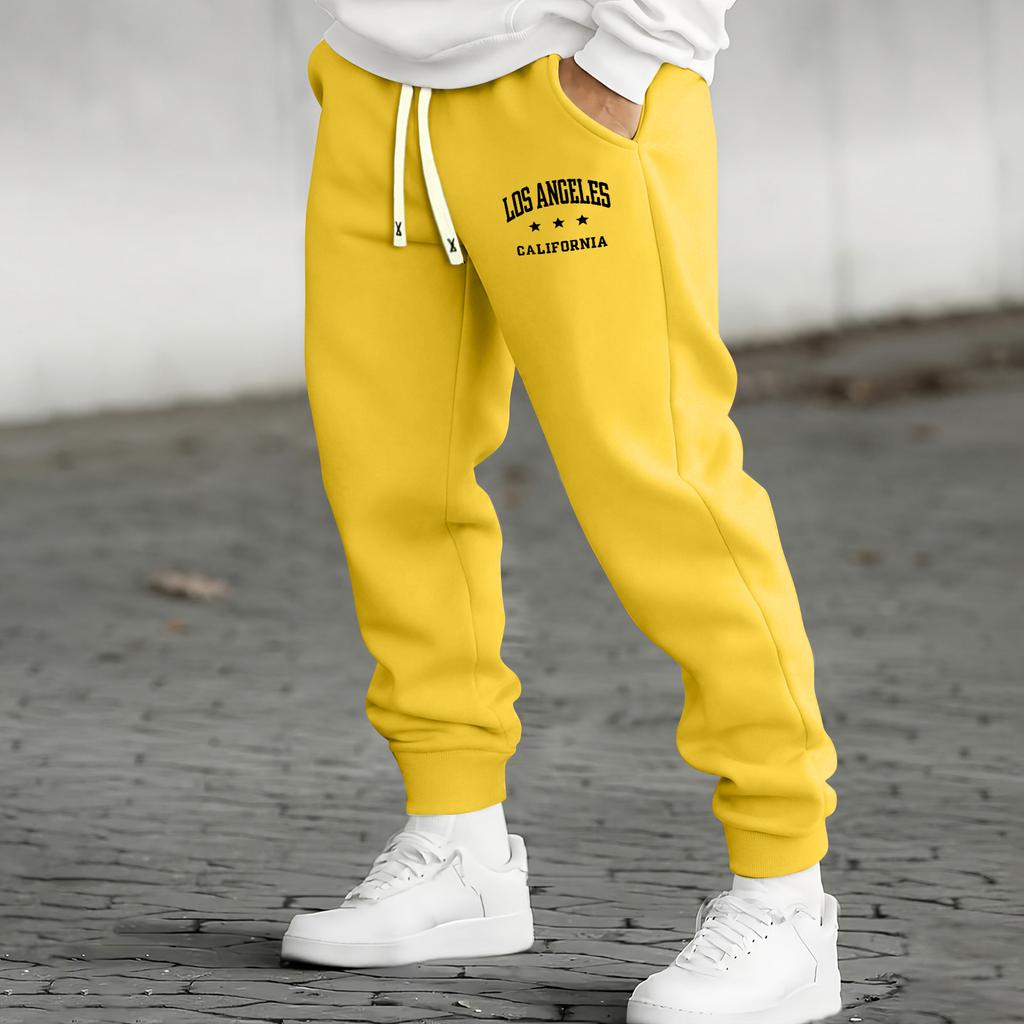 Heren Trainingsbroek met Print, Tailleband en Taps toelopende Pijp - Casual Comfortabele Broek