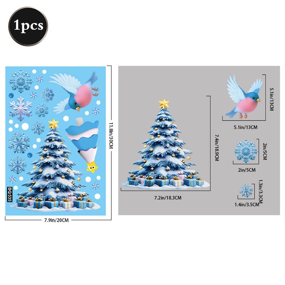 2026 Christmas Window Stickers Santa Claus Reindeer Snowmen PVC Static Glass Stickers No Glue Reusable Christmas Home Decoration
