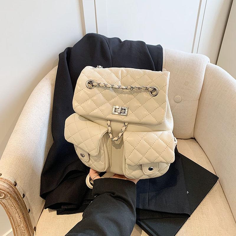 Rhombus Chain Backpack Bag Women's New Fashion Niche Design Women's Lightweight Fashion Small Backpack