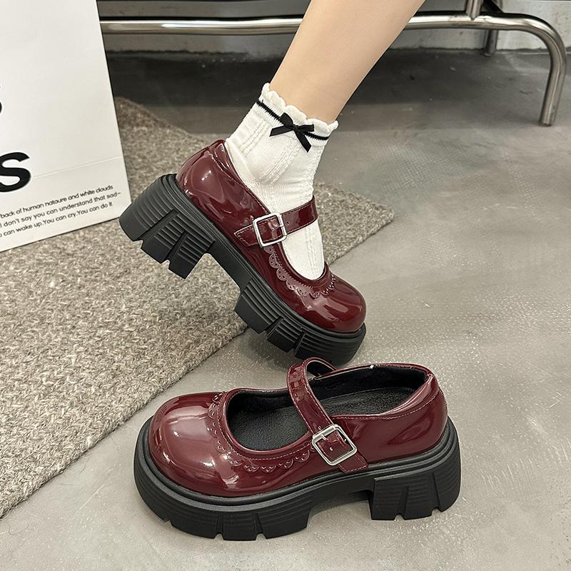 Damskie buty Mary Jane na grubym obcasie, wiosenne nowości, okrągły nosek, płytkie wycięcie, krzesło z platformą, antypoślizgowe obcasy