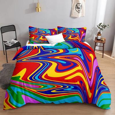 Abstract Duvet Cover Psychedelic Liquid Rainbow Pattern Soft Bedding Set Pillowcase Double Queen King Size Polyester Qulit Cover