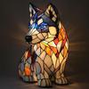Corgi Lamp Stained Glass, Dog and Cat Series Art Night Light, Basset Hound Gifts, Stained Glass Cat Lamp, Vintage Animal Night Light for Home Decor