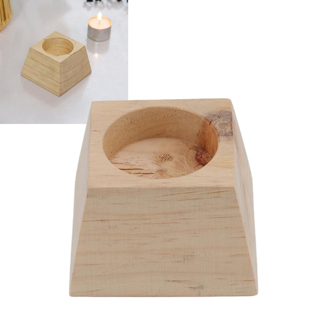 Candle Holder Trapezoid Wood Retro Table Decoration Ornament for Christmas Day Wedding