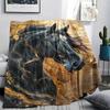 1Pc Black Horse Print Flannel Blanket, High Quality Comfortable for All Seasons, Home Decor, Warmth and Comfort, Perfect for Gifts