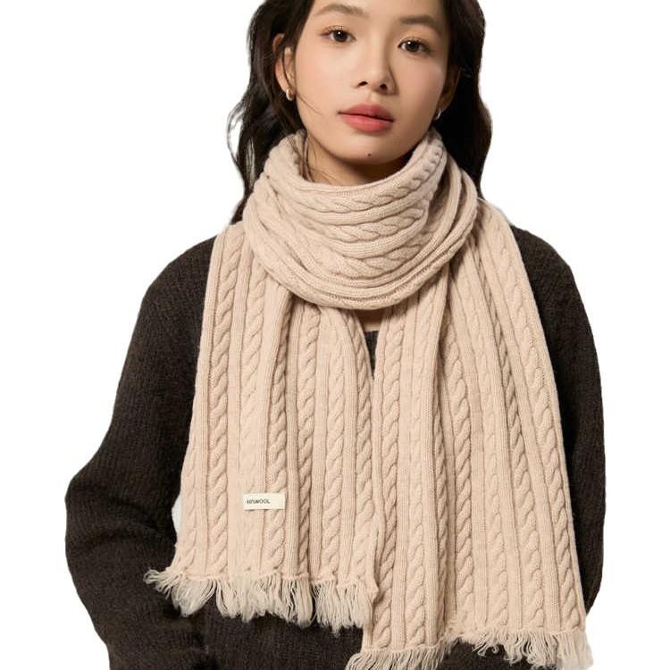 Delicate Twist Solid Color Wool Scarf Female Soft Couple Scarf