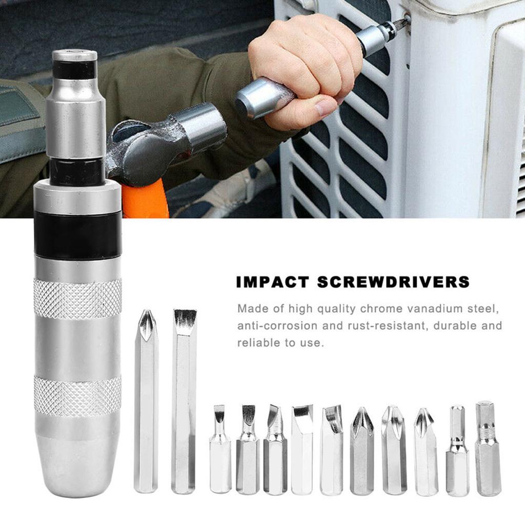 13-teiliges Set Multifunktionaler Schlagschraubendreher Kreuzschlitz M5 M6 M8 Schraubendreher-Bit-Set