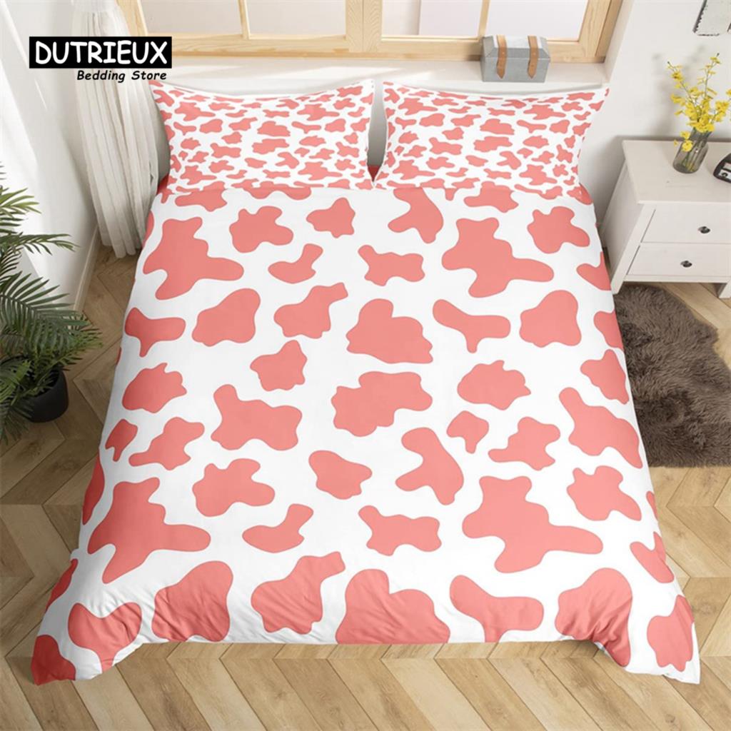 Cowhide Duvet Cover Milk Cow Print Bedding Set Microfiber Western  Farm Animal Skin Quilt Cover Full For Boys Girls Kawaii Room