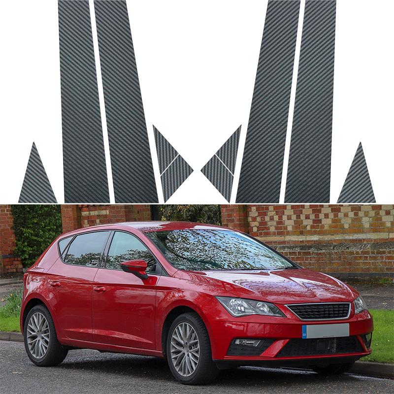 Carbon Fiber Mirror Effect Car Door Middle Column Window Center BC Pillar Post Cover Trim Fit For Seat Leon 3 2013-2020