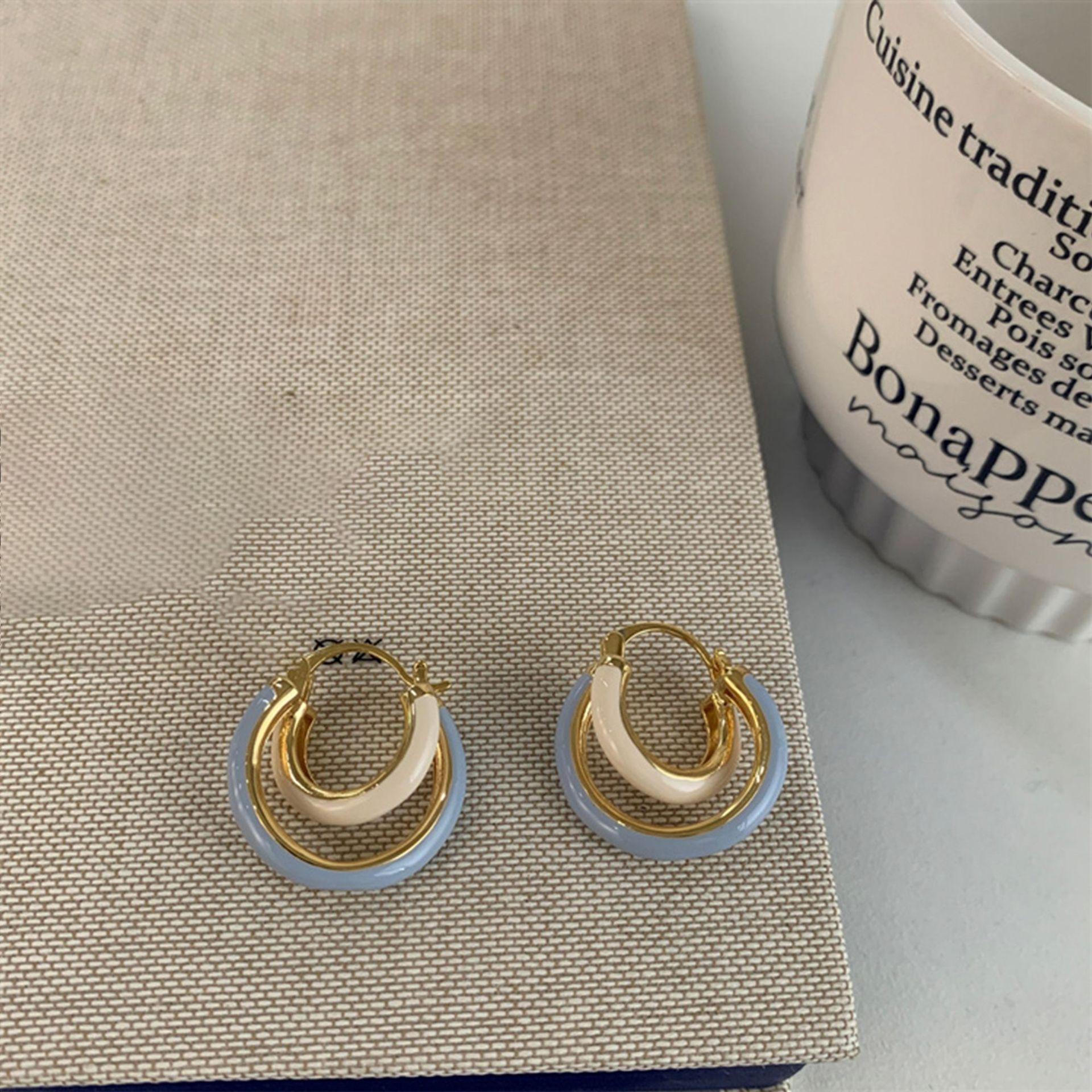 

Каплевидные серьги-кольца с двойным слоем в форме буквы U, модные серьги в стиле инс, роскошные, высококлассные, универсальные, женские