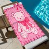 Pink little bear cute cartoon pattern polyester microfiber beach towel is highly absorbent, suitable swimming and beach outings