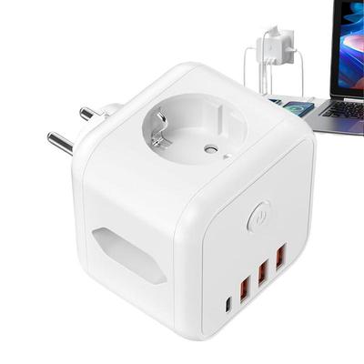 Outlet Adapters 3 USB Ports Surge Protector Splitter 3 AC Overcurrent Protection Space Saving Portable Multi-Plug Adapter