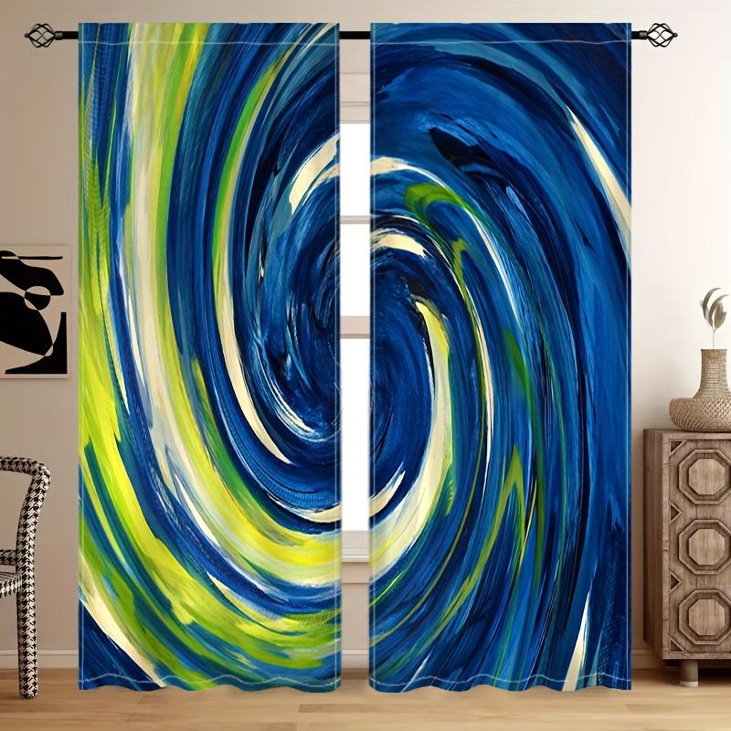 Modern Floral Crystal Cosmic Design 2-Piece Curtain Panels Set Digital Print Rod Pocket Hanging for Living Room Bedroom Home