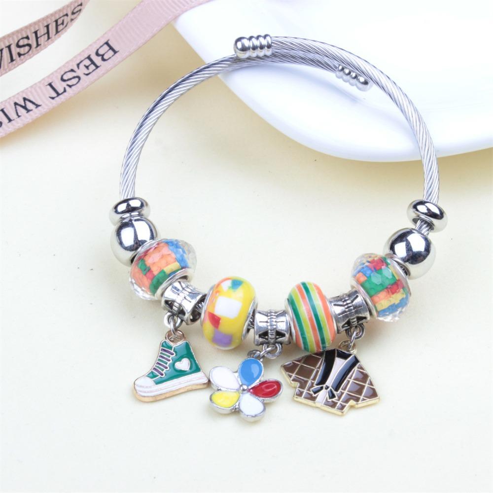 Beaded Bracelet Bangle Multi Element Stainless Steel Copper Alloy Open Spring Snake Bone Chain