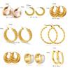 European and American Premium Sense 18K Titanium Steel Gold Earrings Ins Wind Multi-style Commuting Trend Gold-plated Earrings Earrings