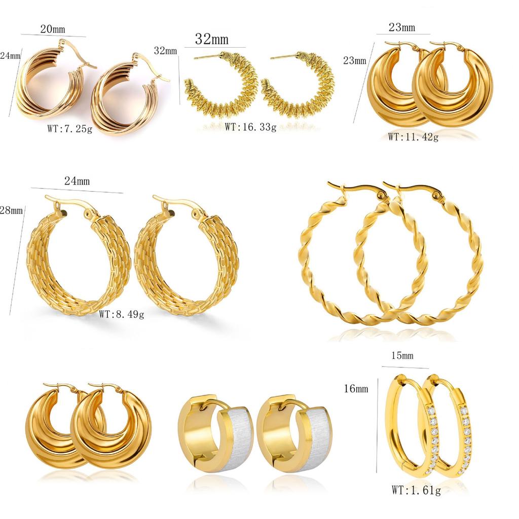 European and American Premium Sense 18K Titanium Steel Gold Earrings Ins Wind Multi-style Commuting Trend Gold-plated Earrings Earrings