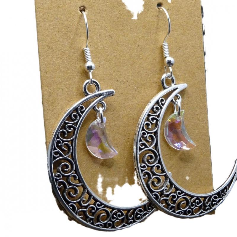 Silver Moon Amethyst Love Earrings – Perfect Gift for Girlfriend