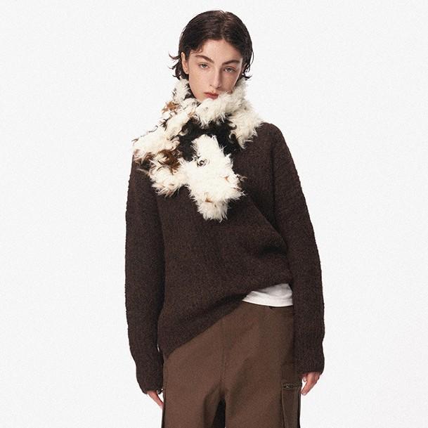 New warm autumn and winter imitation lamb wool scarf women's double-sided light luxury shawl cross versatile fashion scarf fur collar