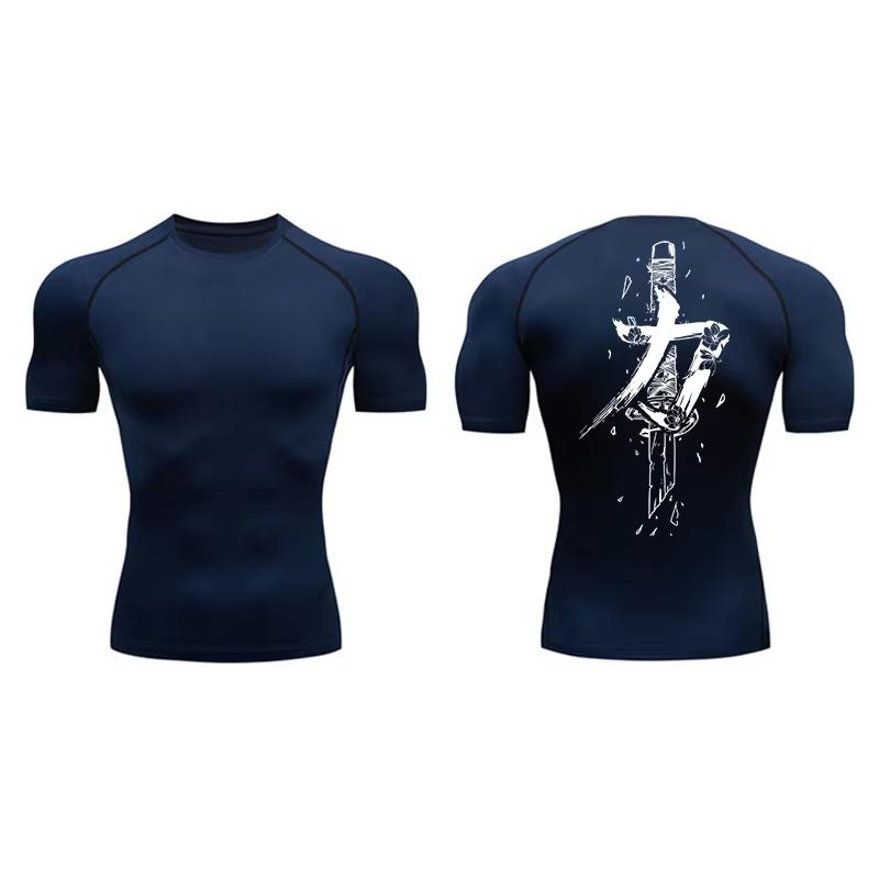 

Men s Trendy Graphic-Print Compression Shirt – Summer Quick-Dry Athletic T-Shirt for Gym Workouts and Running RL634 XXXL