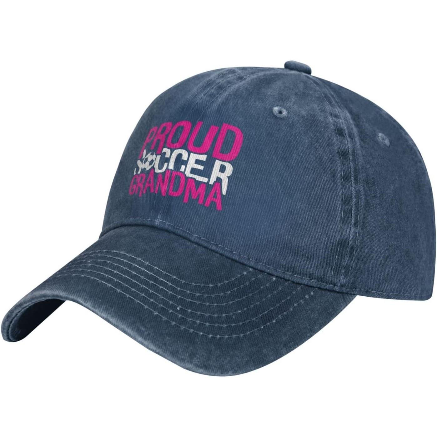 Proud Soccer Grandma Graphic Washed Baseball Cap Casual Cotton Adjustable Hat for Adults Can Be Adjusted