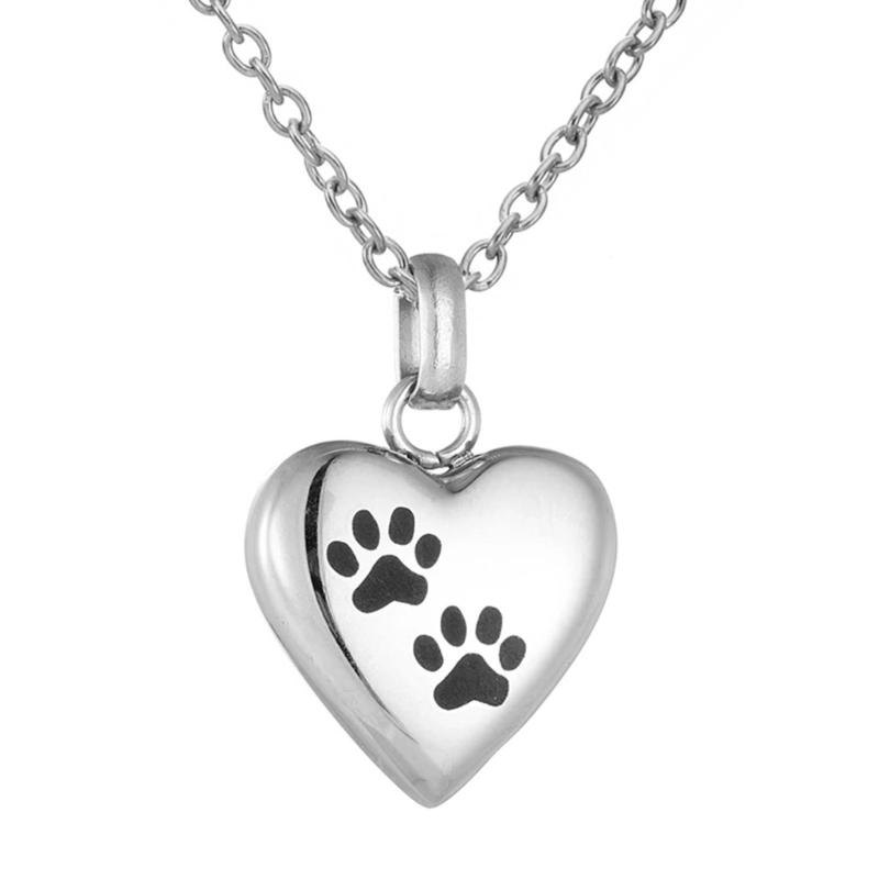 

Pet Cremation Jewelry for Ashes Pet Urn Necklace with Paws Print Heart for Dog Cats Ashes Animal Lover Keepsakes Gift серебряный