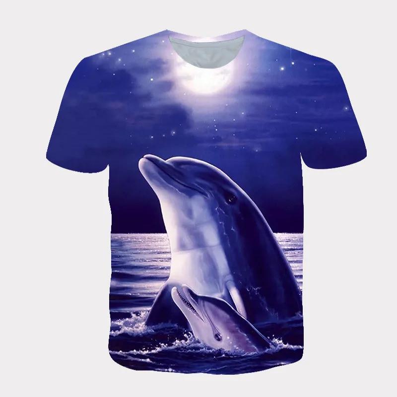 Kids 3D Dolphin Pattern Round Neck Short Sleeve T Shirt For School Outdoor Holiday Daily Casual Leisure Daily Wear