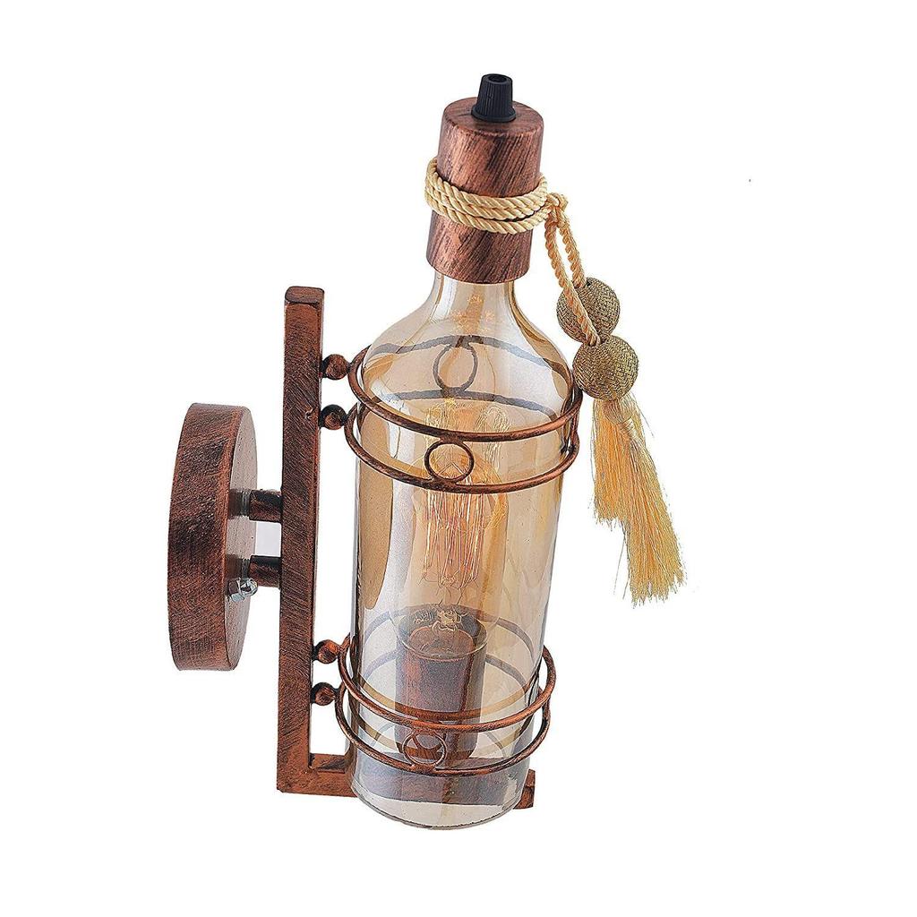 Wall Sconce Antique Wine Bottle Lamp (Without Bulb)|Vintage Style Wall Mount Light Fixture|Wall Light for Home (Pack of 1),Metal