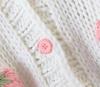 European & American New Strawberry Knitted Cardigan: Women's V-Neck Loose Lantern Sleeve Sweater