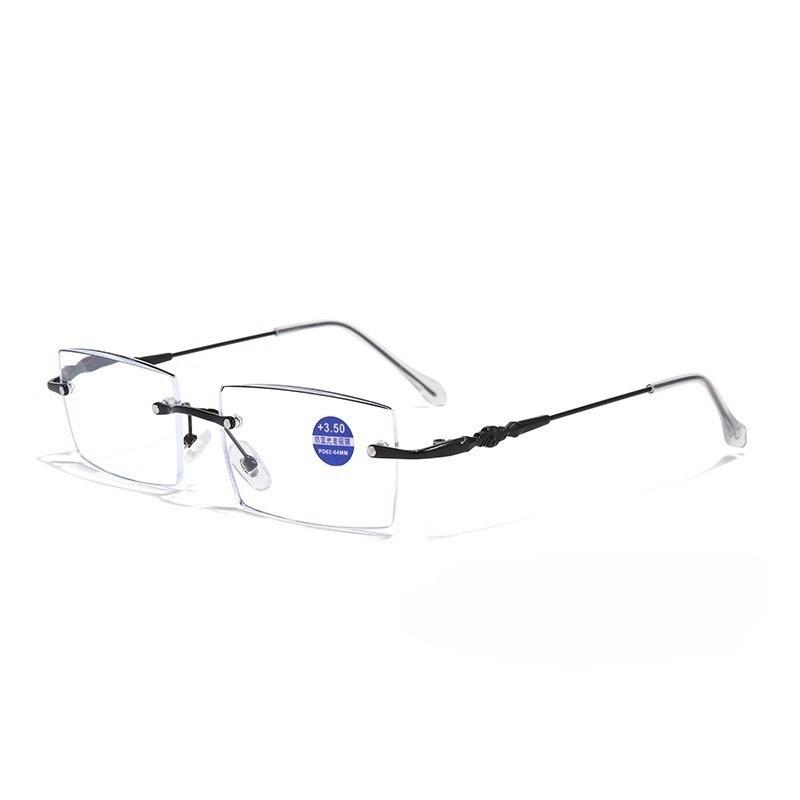 Fashion Diamond Anti-blue Light Reading Glasses Woman Man Rimless Eyewear Blocking Blue Light Protection Eyeglasses +1.0 To +4.0