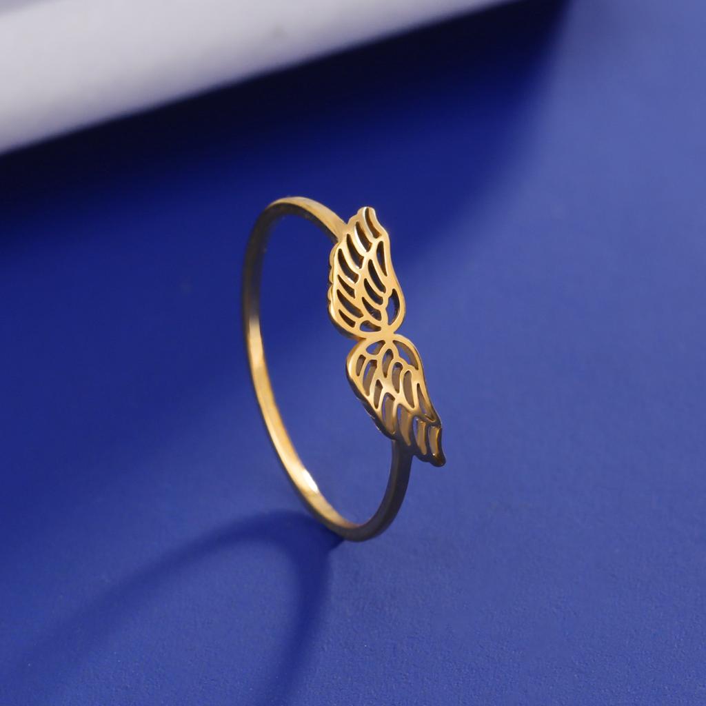 Flying Wings Rings Women Silver Color Stainless Steel Finger Rings Simple Stylish Ring Fashion Jewelry Party Girl Gifts