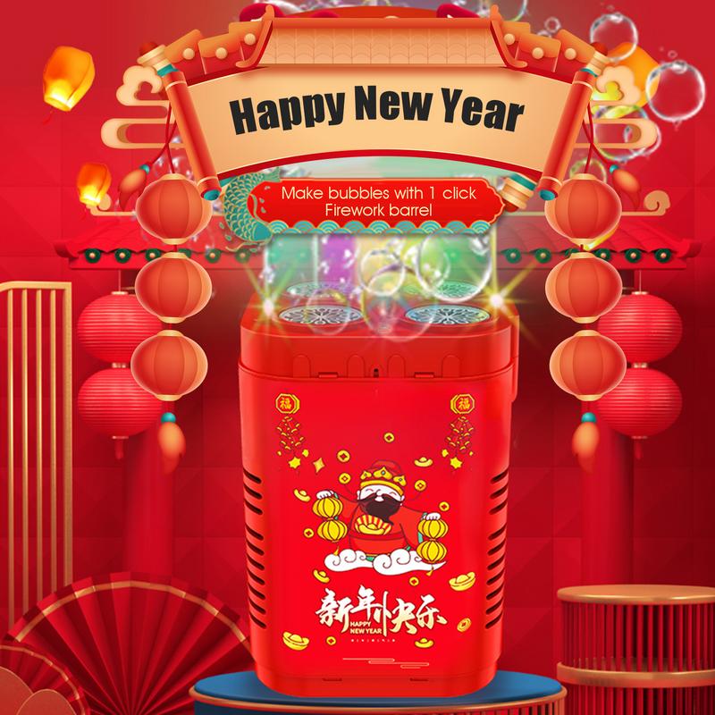 Automatic Bubble Blower 48-hole Rocket Fireworks Bubble Machine for Family Gatherings Boys Girls New Year Gift