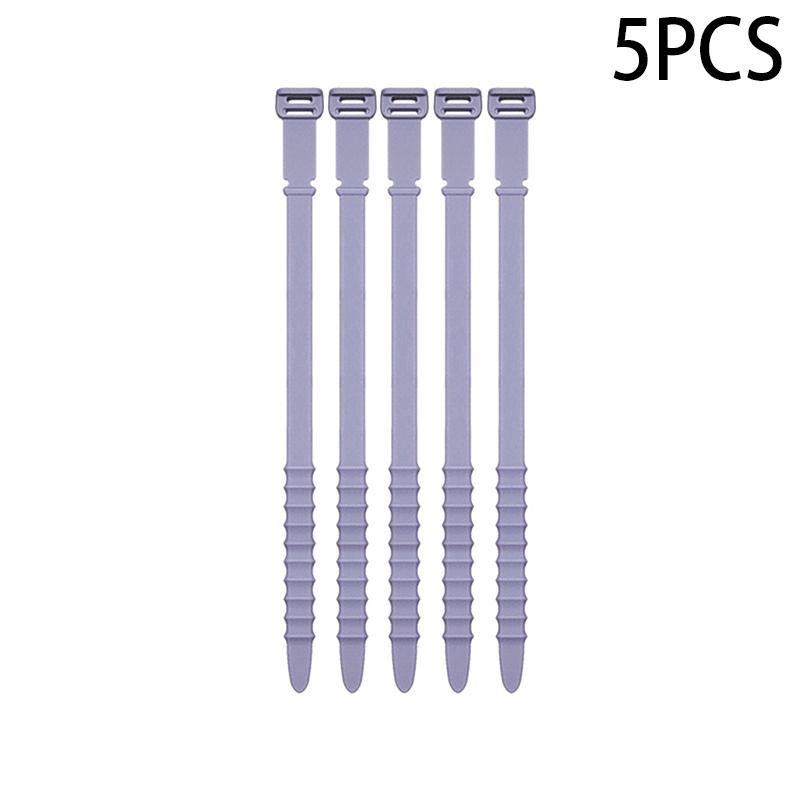 5Pcs Kabelbinder Draht Veranstalter Riemen Mehrzweck Wiederverwendbare Silikon Computer Verschluss Home Office Für Kopfhörer Elastische