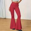 Pantaloni a zampa vita alta da donna, vestibilità slim, elasticizzati, per yoga, casual, a gamba larga, a campana, per l'uso quotidiano