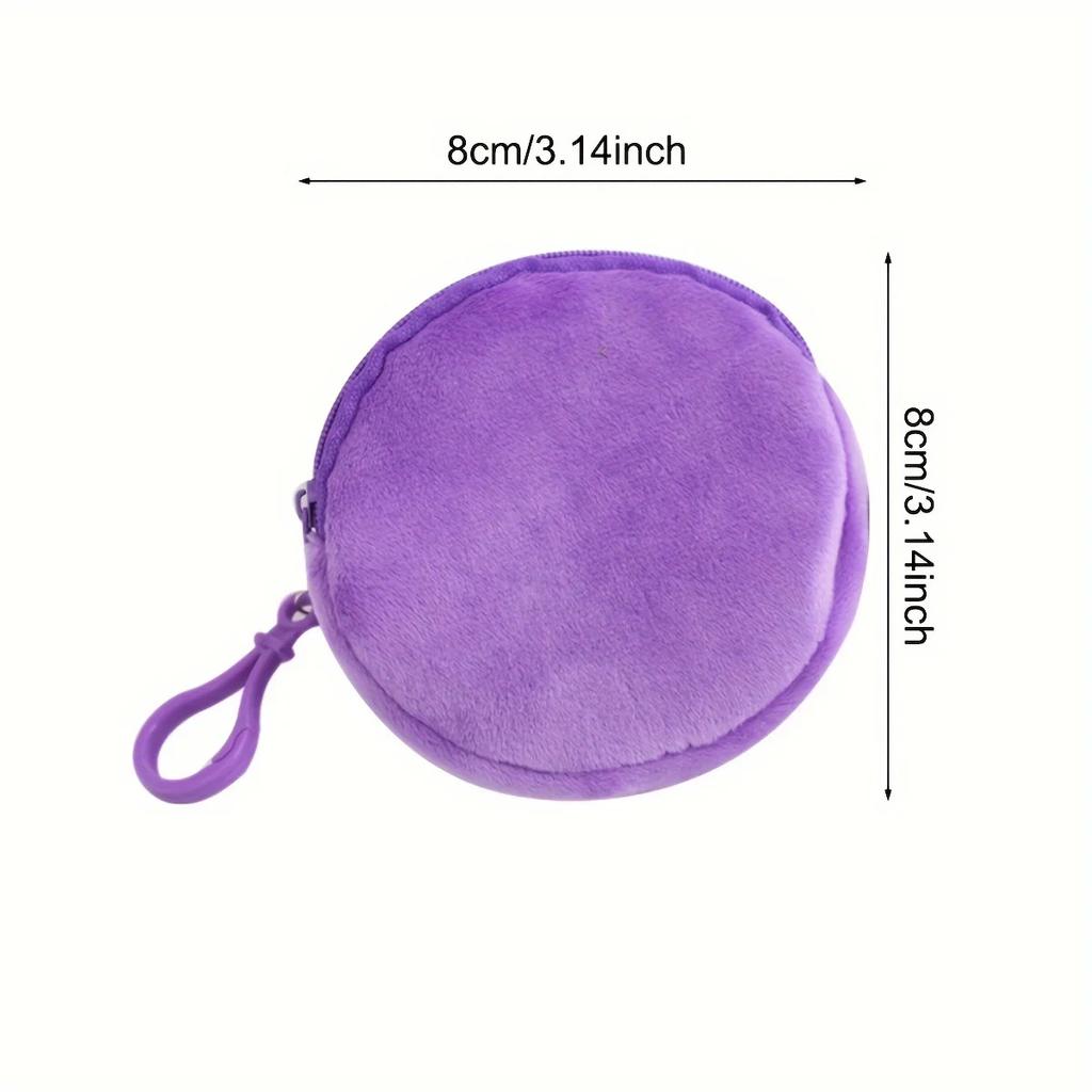 1PC -Round Candy Colored Plush Zero Wallet Wholesale Keychain Cute Headphone Bag Coin Bag Minimalist ID Card Bag