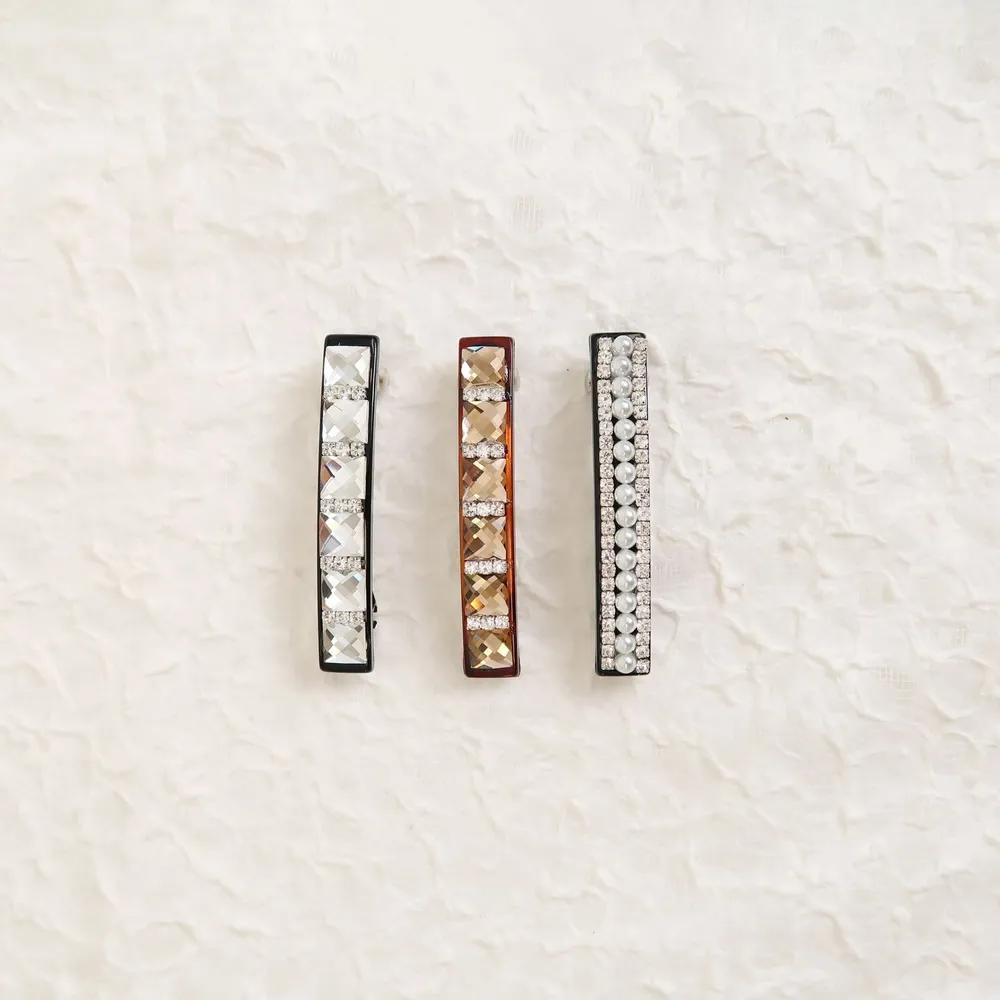 Sihoo Jewelry Square Crystal Line Hair Pin Pearl Line Hair Pin Simple Hair Pin Hair Pin Brown (HA455Hp_5)