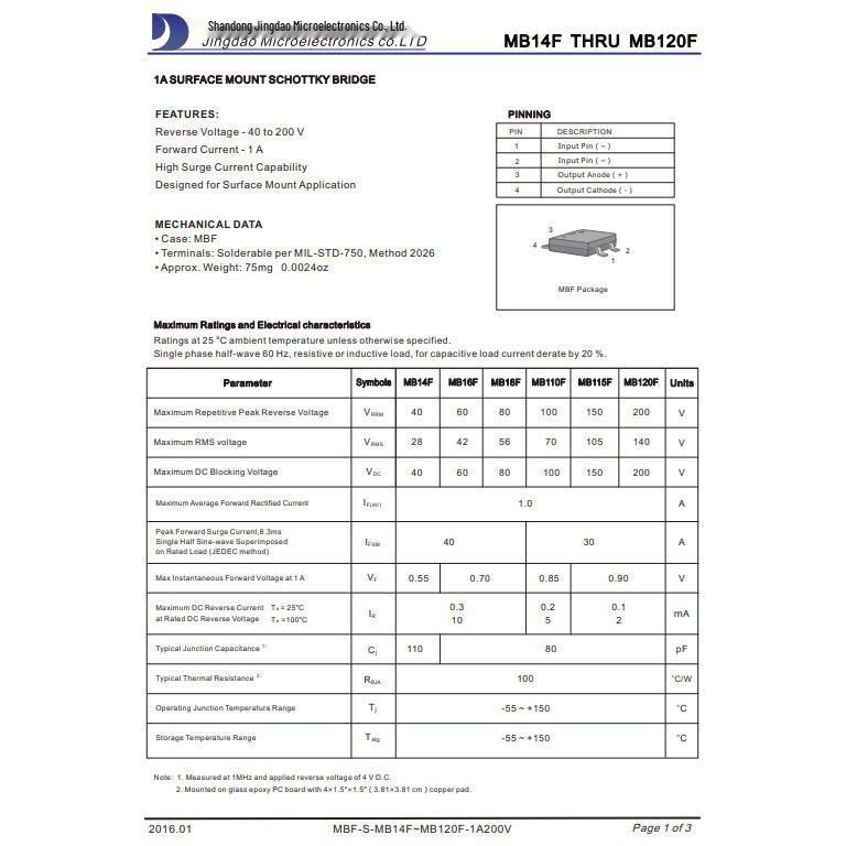 Brand New MB110F Rectifier Bridge Chip
