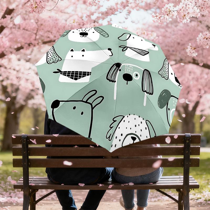 1PC Dog Pattern Umbrella-8-Rib Reinforced, Automatic Open, Lightweight & Durable, Cute Fashion Accessory for Outdoor-P91
