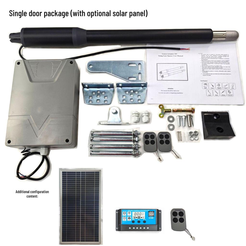 150kg Single Arm Swing Gate Motor with Remote Control & Optional Solar Charging for Single Leaf Doors