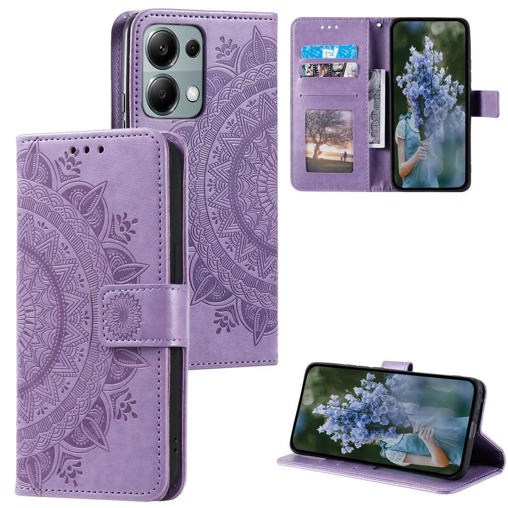 For Xiaomi Redmi Note 13 Pro 4G/Poco M6 Pro 4G Etui Lommebok Lærdeksel Mandala Blomst