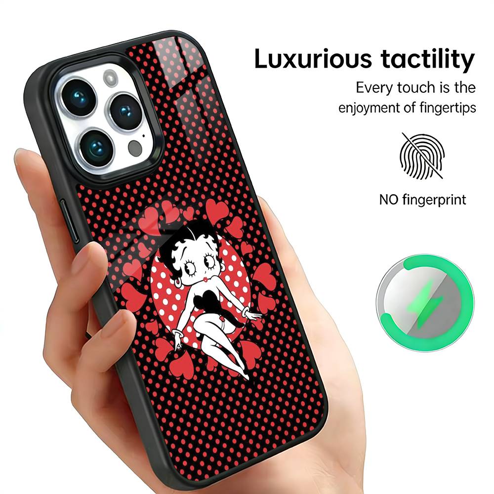 

B-Betty Cute B-Boop Magnetic Wireless Charging Phone Case for iPhone 17/16/15/14/13/12/11 plus pro Max iPhone15PROMAX