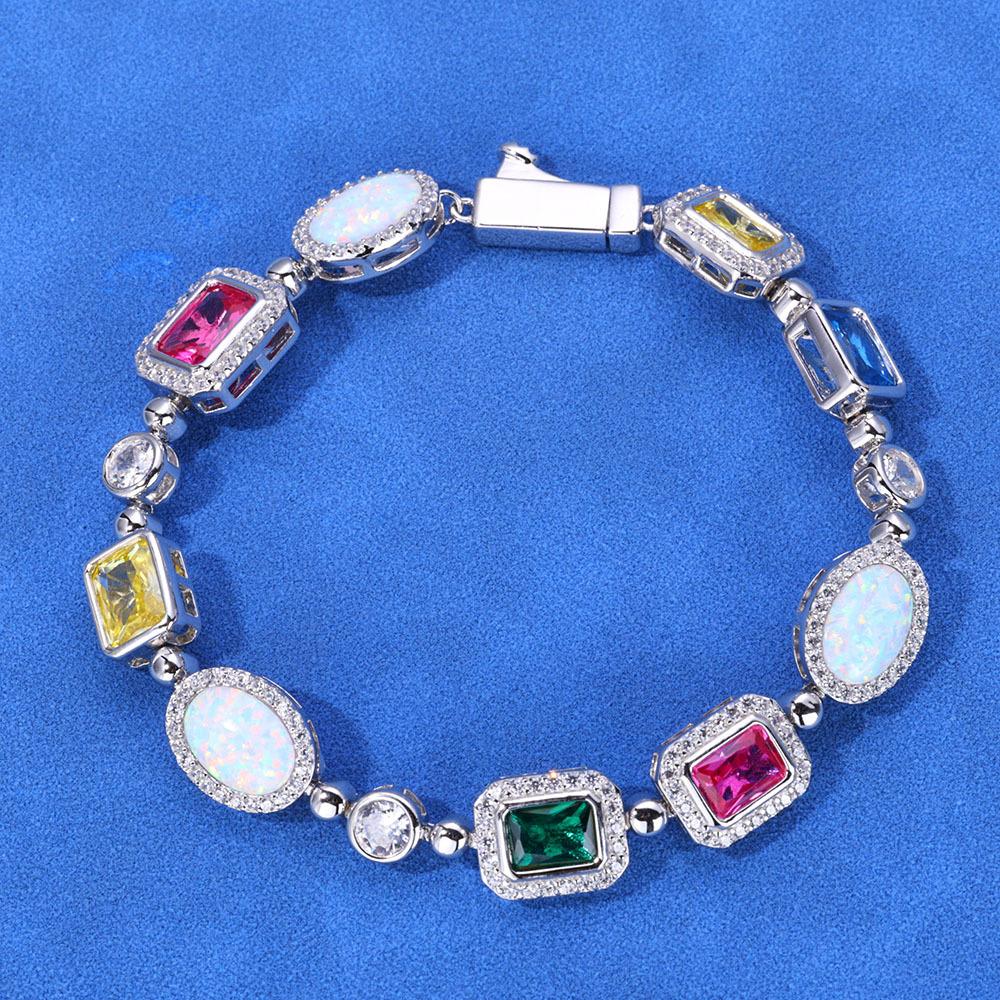 Hip Hop Colored Gemstone Bracelet Women'S Jewelry High-End Zircon Men'S Bracelet