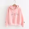 Women Warm Soft Hoodies Embroidered Cat Face Hooded Sweater Women's Fall and Winter Students Literary Cat Long-sleeved Padded Cute Sweater