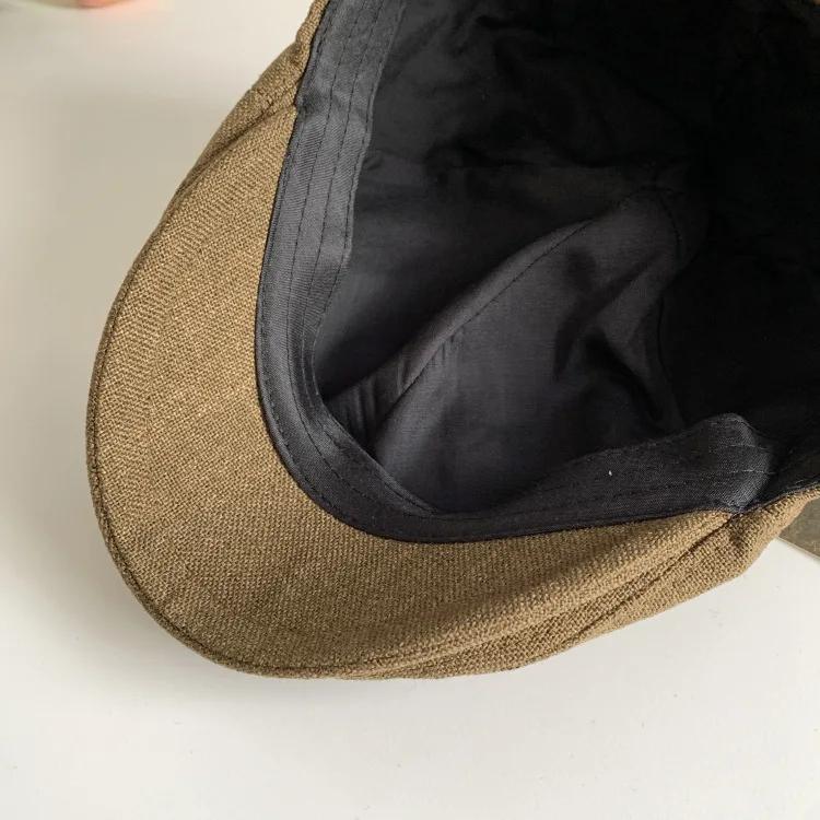 Oohmy-Women's Cotton and Linen Beret, Newsboy Cap, Vintage, Y2K, Breathable, Summer, Spring, Autumn Hat, Korean Style, Brand