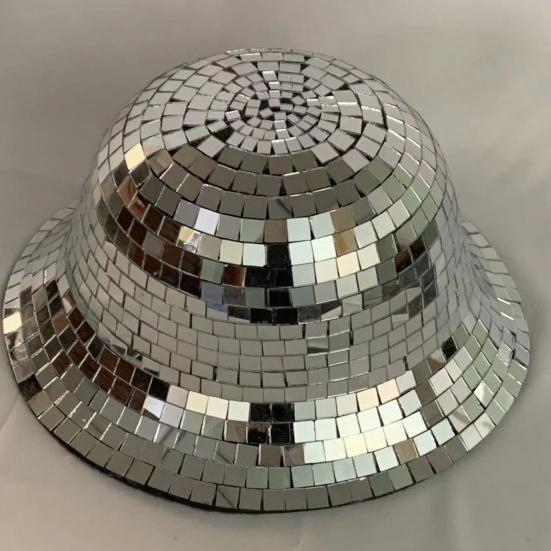 Yousheng Sparkling Reflective Mirror Bucket Hat Disco Style Fisherman Hat Festivals Birthdays Night Club Party Cap Fashion Accessory