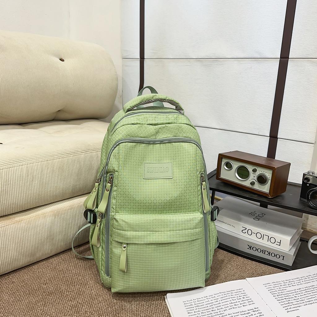 Schoolbag1011 New Schoolbag Female College Student Solid Color Large Capacity Backpack Multi-layer Junior High School High School Student Backpack