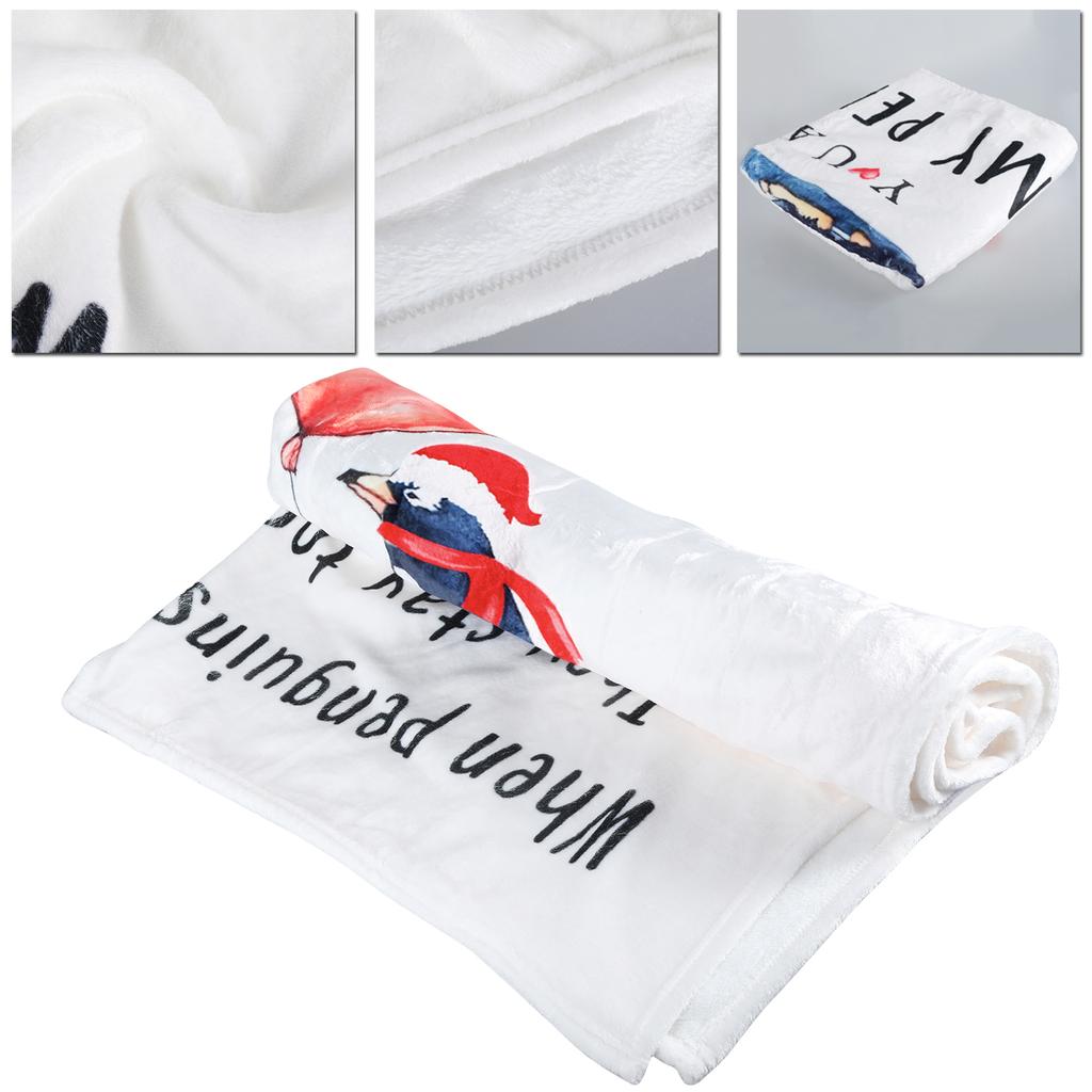 Lovely Penguin Cartoon Flannel Blanket Personalized Warm Gift for Home Decoration Birthday Wedding Anniversary Blankets