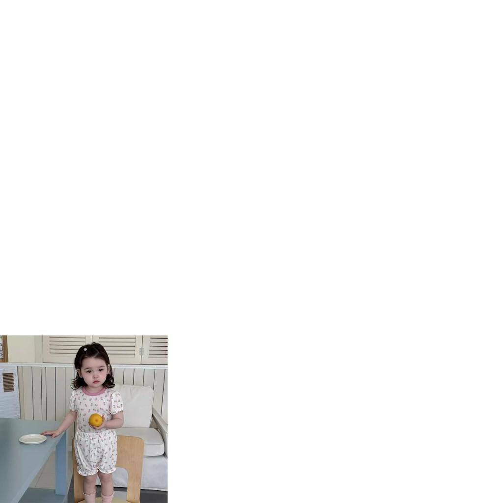 Niedliches Sommer-Pyjama-Set für Mädchen im koreanischen Stil, leichtes Outfit mit floralem Print und Shorts
