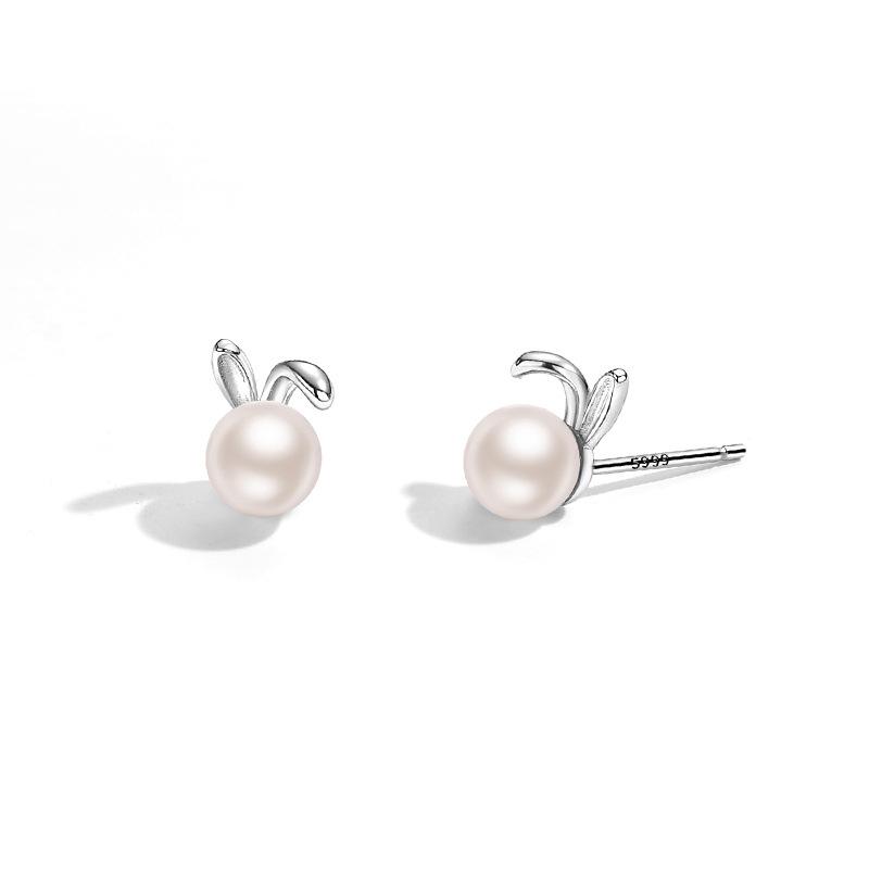 

Cute Little Rabbit Earrings Pearl Earrings Mini Earrings for Best Friend Gifts