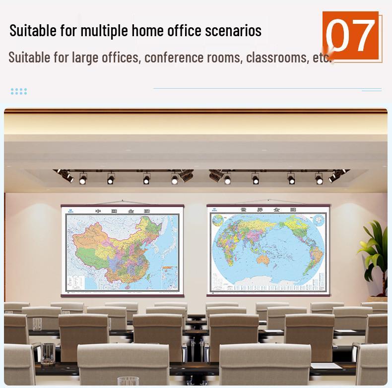 2025 China & World Map Wall Chart, 2x1.5m, Laminated & Waterproof for Offices