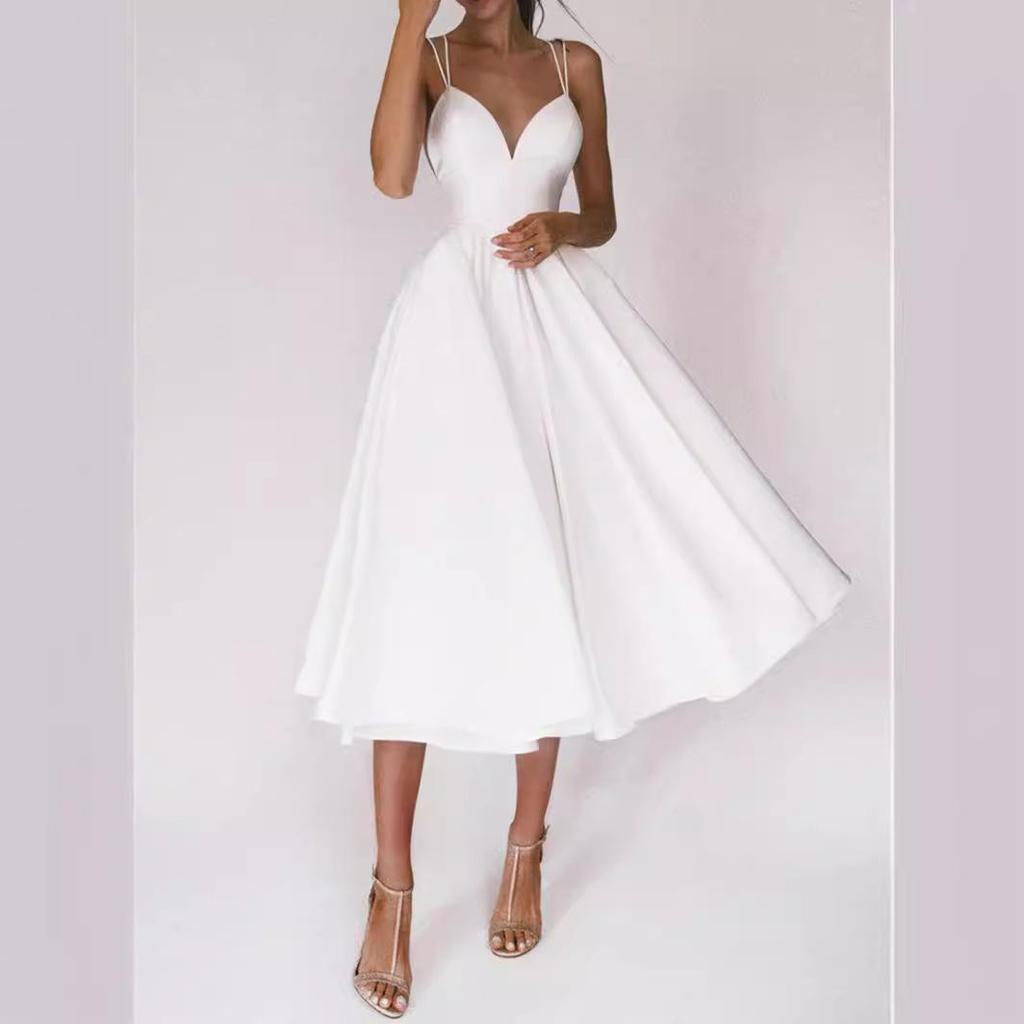 Multi-Color European & American Women's Sexy Swing Evening Dress with Spaghetti Straps