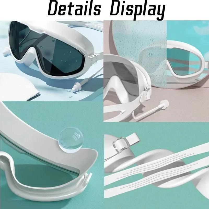 Swimming Goggles for Adults Kids Large Frame Antifog Swim Eyewear Glasses Waterproof HD Swimming Equipment Water Play Supplies